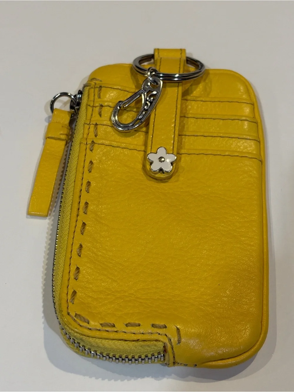 Brighton Yellow Leather Coin Pouch with Polka Dot Lining